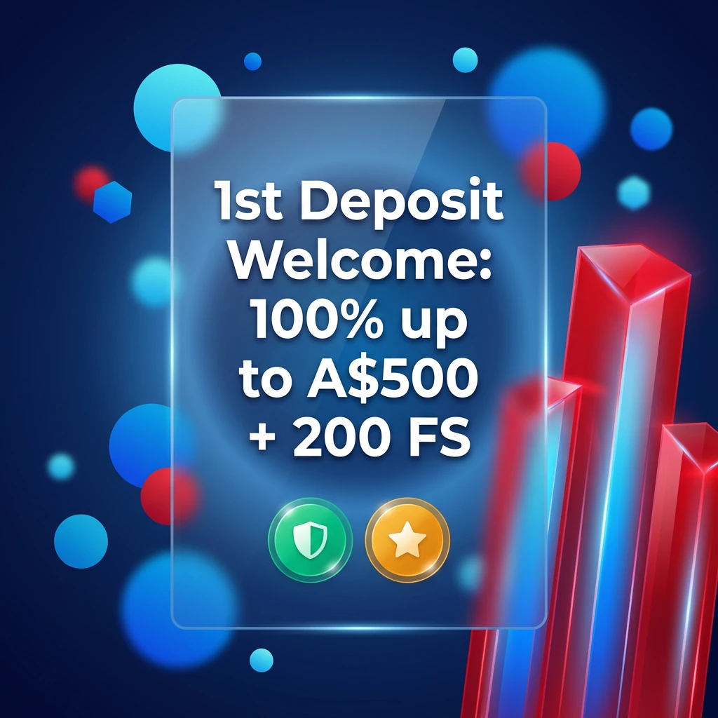 1st Deposit Welcome: 100% up to A$500 + 200 FS